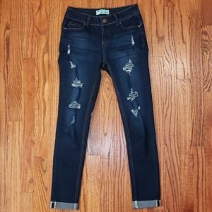 Distressed Wax Jean - Cropped